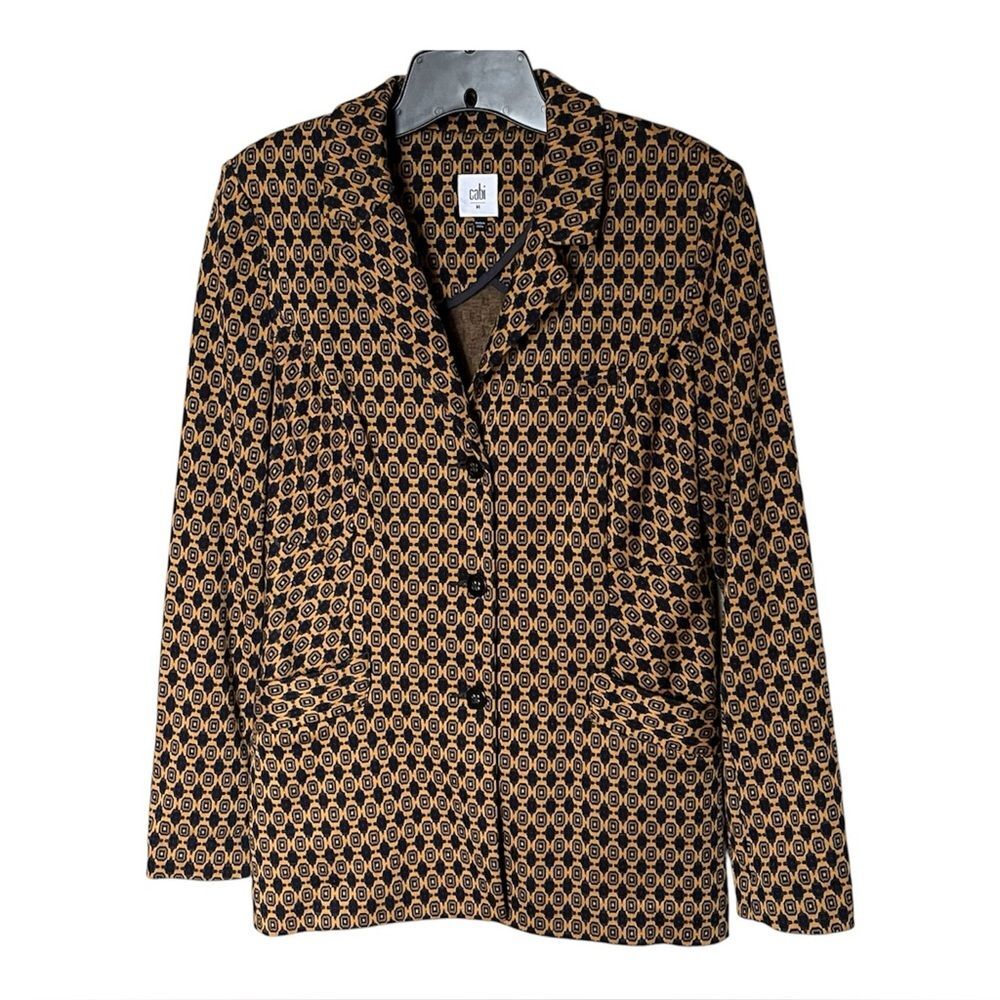 CAbi Kensington Proper Standout Blazer Style 3372 Yellow Gold/Blue Size Medium